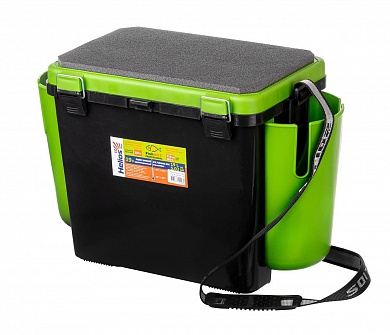 Ящик рыболовный зимний Helios FishBox односекционный с двумя карманами 19л зелёный