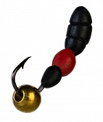 Мормышка Levsha NN Лесной Муравей (Formica RUFA) d-2,5мм 0,45гр чёрно-красный, латунный шар золото