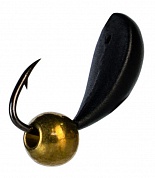 Мормышка Levsha NN Пиявка Клепсина (Glossi) d-3,4мм 0,53гр чёрный, латунный шар золото