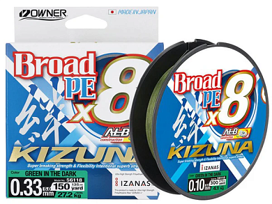 Шнур Owner Braid X8 Broad PE Dark Green X8 0,19мм #2