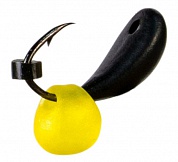 Мормышка Levsha NN Пиявка Клепсина (Glossi) d-2,8мм 0,35гр чёрный, Drops жёлтый