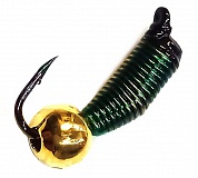Мормышка Санхар Ручейник №6 d-2,5мм 0,9гр #Зелёный + Латунный шар