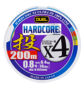 Шнур Yo-Zuri/Duel Hardcore X4 4color 200m #0.8