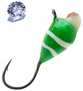 Мормышка LumiCom капля с ушком (обмазка с камнем-винт) 4мм #GBLd
