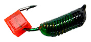 Мормышка Санхар Ручейник №1 0,26гр #Зелёный + Кубик флуо красный