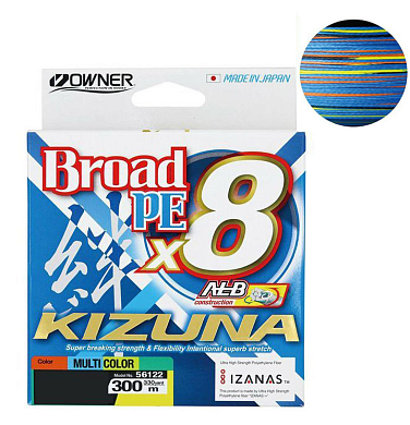 Шнур Owner Braid X8 Broad PE Multi Color X8 0,10мм #0.6