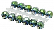 Микро-Бис Levsha NN Кристалл 3,8 мм Зелёный металлик короткая подвеска  (12шт) 