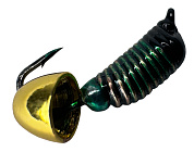 Мормышка Санхар Ручейник №6 1гр (d-2,5мм, L=8,5) #Зелёный + Латунный колокольчик